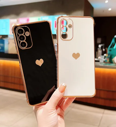Vista 124 de phylla Funda de teléfono compatible con Samsung Galaxy A12 de 6.5 pulgadas, lindo corazón chapado en oro, elegante funda de lujo para mujer