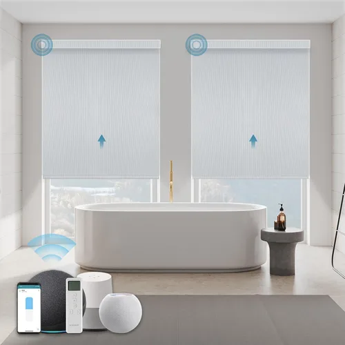Vista 26 de Persiana Motorizada, Compatible con Homekit Thread-Enabled, Persianas Inteligentes 100% Opacas con Control Remoto, Persiana Enrollable Eléctrica