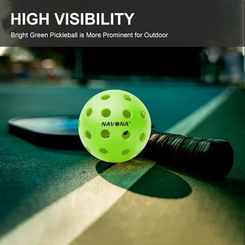 Vista 5 de Navona Paquete de 12 Pelotas de Pickleball Premium para Exteriores con 40 Agujeros Verdes, Cumplen con los Requisitos Oficiales de USAPA, Pelotas