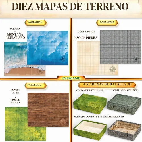 Vista 3 de 10 alfombrillas de juego DnD + arenas de batalla + calcomanías + marcadores, 22 x 26 pulgadas, cuadrícula cuadrada