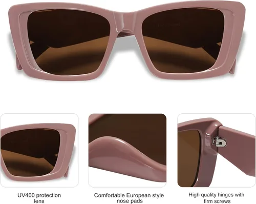 Vista 5 de Allarallvr Cat Eye Sunglasses for Women Men Retro Trendy Frame Square Shades AR82101