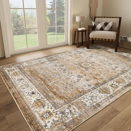 Vista 23 de befbee - Alfombra para sala de estar, lavable y resistente a manchas, con base antideslizante, ideal para dormitorio y cocina, decoración clásica