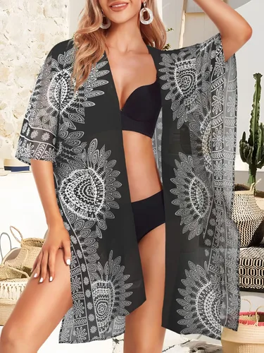 Vista 5 de CHICGAL - Kimono para mujer, salidas de baño para verano, de playa, informales, holgadas, cárdigan suelto para usar encima del traje de baño