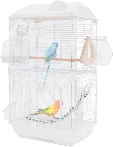 Vista 10 de Jaula grande para pájaros con tragaluz abierto, soporte rodante y 5 puertas, jaulas móviles para loros, jaula de vuelo para pájaros de mascotas