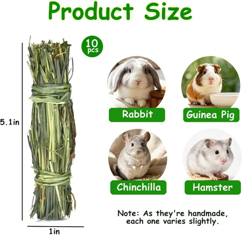 Vista 3 de Paquete de heno Timothy de 10 piezas para mascotas pequeñas, golosinas 10pcs