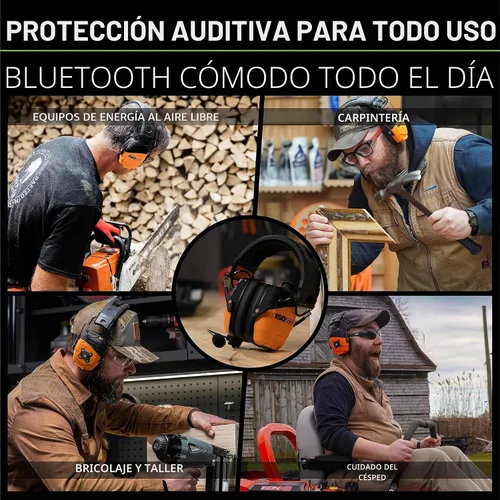 Vista 4 de ISOtunes LINK Orejeras Bluetooth – Auriculares Bluetooth de protección auditiva para el trabajo, corte y construcción, auriculares aprobados por NRR