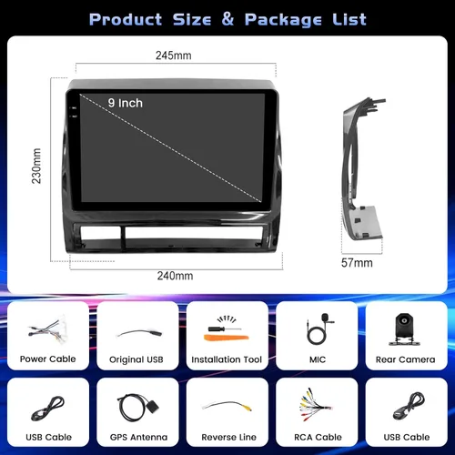 Vista 6 de Radio de coche 4G+64G para Toyota Tacoma 2005-2015, 9 '' Incell pantalla táctil completa estéreo Android 15 inalámbrico CarPlay Android Auto