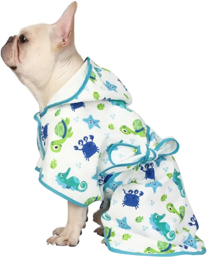 Vista 22 de HDE Bata de baño para perro, súper absorbente, de secado rápido, para cachorros, ajustable, con capucha, para perros tallas S-XXL con patos de goma