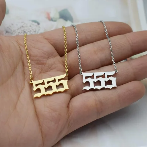 Vista 6 de HUTINICE Collar con número de ángel, chapado en oro de 18 quilates, delicado 111 222 333 444 555 666 777 888 999 colgantes para mujer, joyería