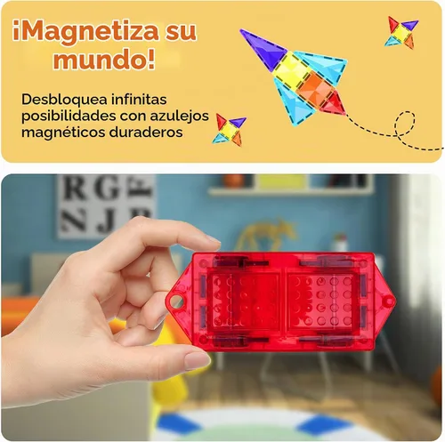 Vista 7 de PicassoTiles Kit de Construcción de Juguete de 2 Piezas Carro Mini Camión Conjunto de Vehículo para Bloques Magnéticos Piezas de Construcción