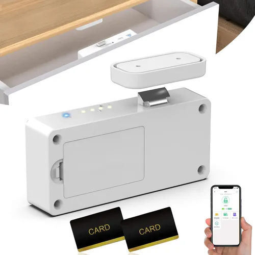 Vista 10 de eLinkSmart Cerradura inteligente para gabinete, cerraduras de cajón a prueba de bebés y niños, ocultas, sin perforación, adhesivas, magnéticas