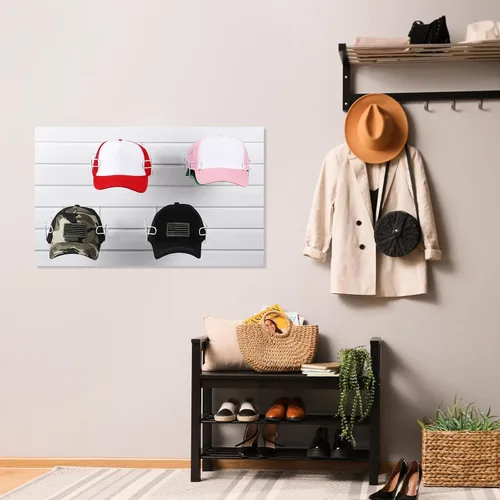 Vista 6 de Yexiya 4 piezas de sombrero de alambre para sombreros de béisbol Slatwall estante de exhibición minorista estantes organizadores para mercancías