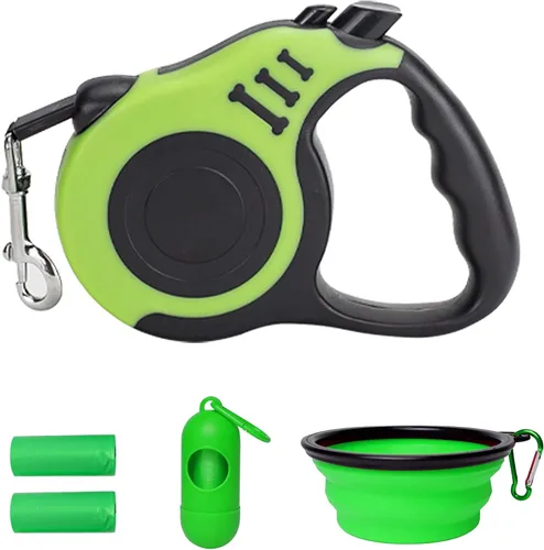 Vista 24 de Correa retráctil para perros pequeños y medianos, automática, telescópica, cinta para mascotas de 10/16 pies, duradera y práctica, con asa A1- rosa