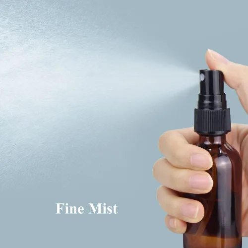Vista 2 de Botella con atomizador, botellas de spray de vidrio de niebla fina de 2 onzas, recipientes de líquido recargables pequeños para regar la limpieza