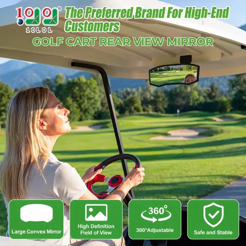 Vista 2 de 10L0L Espejo retrovisor para carrito de golf Yamaha EZGO Club Car Epic Espejo retrovisor universal gran angular, espejo convexo HD para carrito