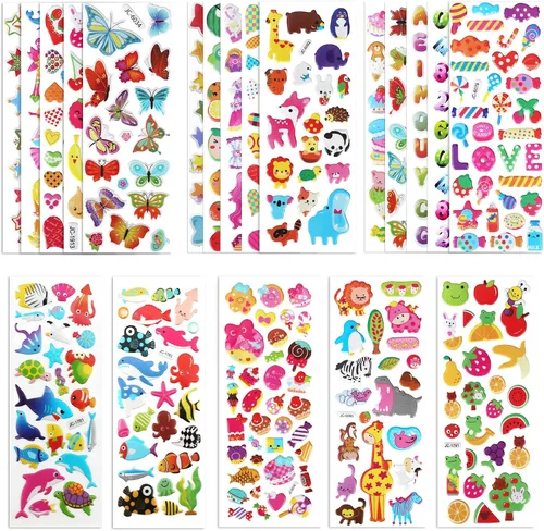 Vista 12 de SAVITA Adhesivos 3D para niños y niñas pequeños +500 paquete variado de calcomanías hinchadas para álbum de recortes, diario de viñetas, incluye