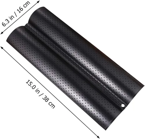 Vista 6 de Luxshiny Pan de pan francés, herramienta para hornear de cocina, antiadherente, perforada, sartén para pan francés, sartén para hornear pan francés