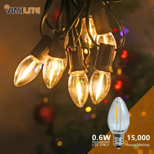 Vista 3 de C7 0.6W 2700K Bombilla LED con base de candelabro estándar E12, luz nocturna de repuesto de 6 unidades Paquete de 4 mazorcas C7