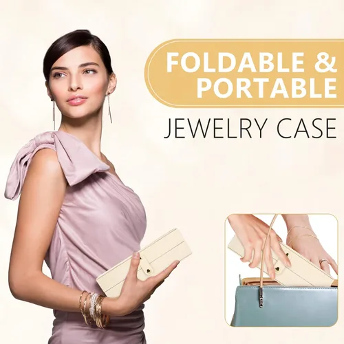 Vista 3 de CHFONG Joyero de 2 capas de piel sintética soporte de joyería portátil de viaje extraíble para collares aretes anillos pulseras joyeros organizador