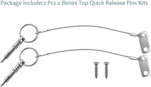 Vista 5 de Bimini Top - Pasador de liberación rápida de 1/4 pulgadas de diámetro con leva de caída y resorte, accesorios de hardware para toldo de barco, acero