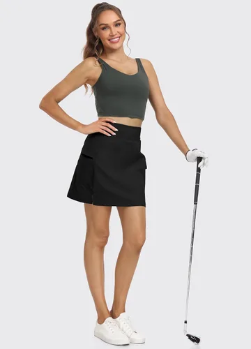 Vista 5 de Hiverlay Women's Skorts Skirts Hiking Cargo Skirt with Biker Shorts Zip Pockets Outdoor Hiking Athletic Tennis