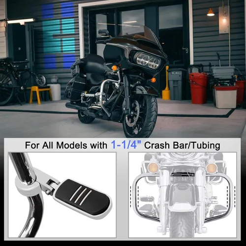Vista 2 de Estriberas ajustables de 1.25 pulgadas (1.260 in) con abrazaderas P de montaje para Harley Davidson Touring Street Glide/Road Glide/Electra