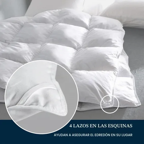 Vista 4 de Serta Edredón de fibra de plumón de ganso tamaño King de gran tamaño, funda de edredón 100% algodón, edredón hipoalergénico de lujo de hotel