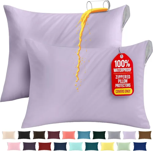 Vista 25 de Utopia Bedding Protector de almohada impermeable, con cremallera, paquete de 2, beige, estándar, funda de almohada a prueba de chinches, de 20 x 26