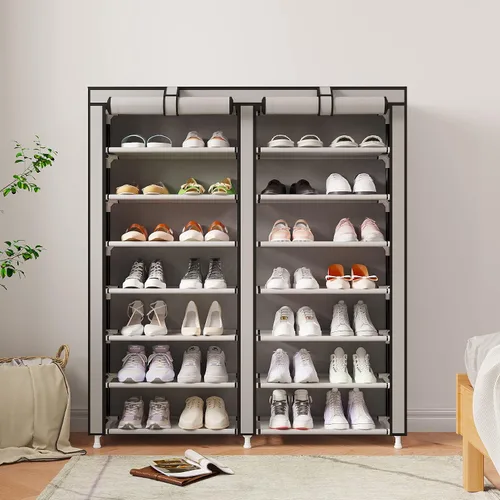 Vista 2 de MOYIPIN Zapatero organizador de almacenamiento, doble fila portátil de tela no tejida con capacidad para hasta 28 pares de 36.2 x 11.2 x 49.2
