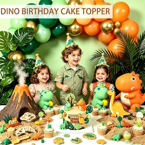 Vista 6 de 26Pcs Dinosaur Cake Topper Dinosaur Birthday Cake Decorations Reusable Dinosaur for All Ages