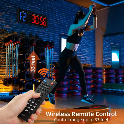 Vista 7 de Reloj temporizador de gimnasio de 13 pulgadas, temporizador de intervalos de entrenamiento con control remoto, cronómetro de cuenta regresiva