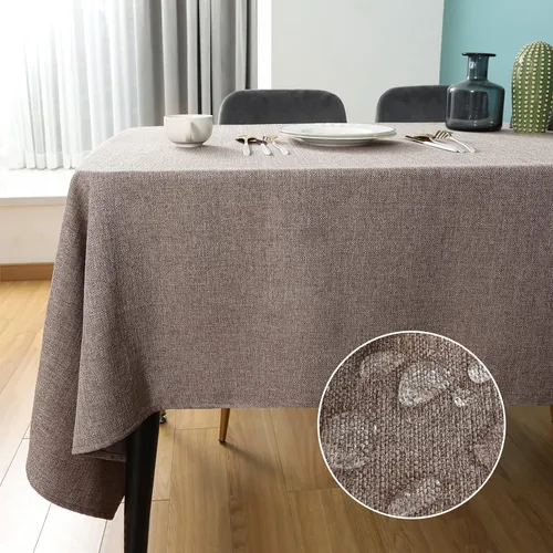 Vista 21 de Mantel rectangular de lino texturizado de 47 x 63 pulgadas, impermeable, a prueba de derrames, lavable, sin arrugas, mantel para mesa de comedor