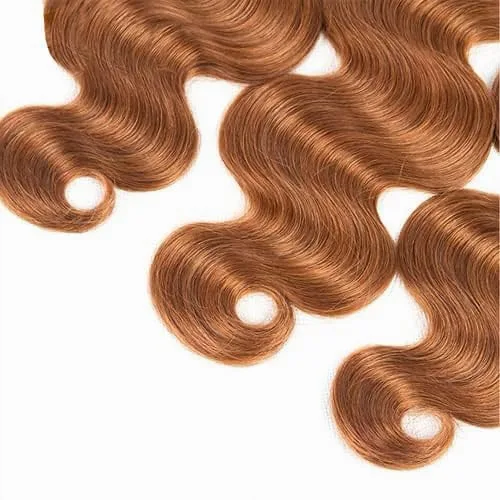 Vista 5 de Color 30 paquetes de cabello humano marrón onda del cuerpo paquetes 8 10 12 pulgadas brasileño virgen Remy extensiones de cabello humano doble trama