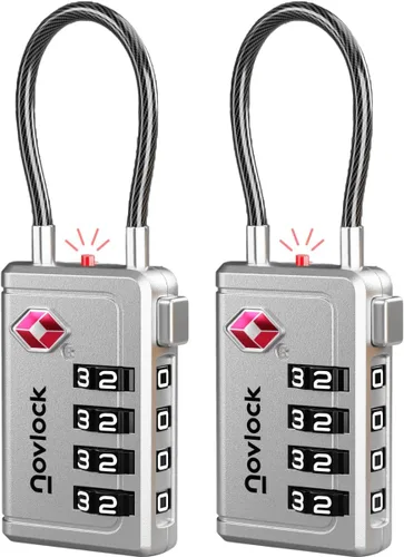 Vista 22 de Cerradura de equipaje aprobada por la TSA Indicador de inspección, combinación de 4 dígitos, aleación de zinc duradera para maletas, mochilas
