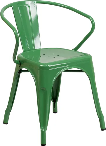 Vista 20 de Flash Furniture silla de metal con apoyabrazos, Metal, Negro