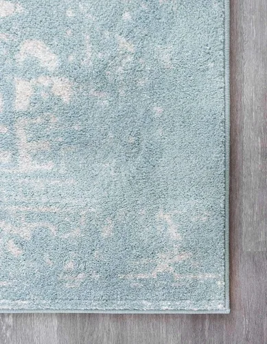 Vista 9 de Unique Loom Richmond Collection - Alfombra de área con medallón (2 pies x 6 pies 1 pulgada, color aguamarina/marfil)