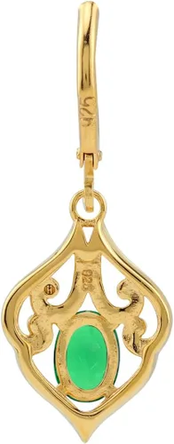 Vista 6 de Silvershake Aretes colgantes de plata de ley 925 chapados en oro blanco o amarillo con piedra natal ovalada de 0.276 x 0.197 in, estilo victoriano
