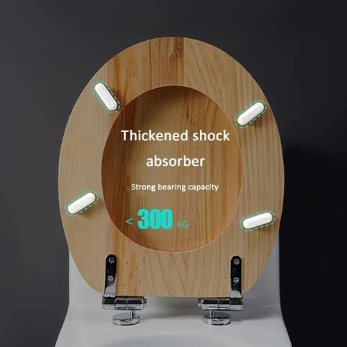 Vista 3 de Asiento de inodoro universal de madera con tapa, cómodos y fáciles de limpiar, diseño ergonómico de cierre lento, puede soportar 661.4 lbs