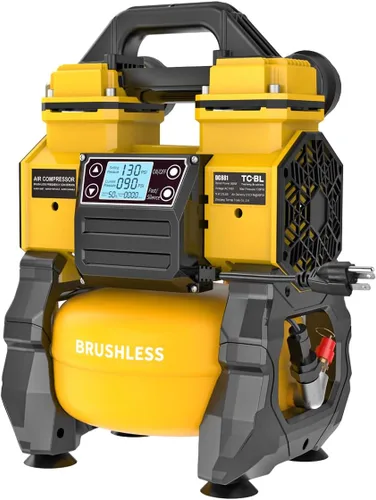 Vista 3 de TC·BL Compresor de aire portátil 110V AC Propósito Bomba de aire libre de aceite con tanque de aluminio de 1.5 galones