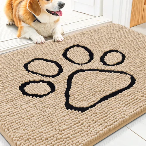 Vista 52 de Smiry Tapete para puerta de perro para patas fangosas, absorbente y Gris y negro