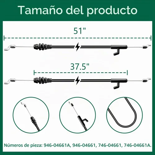 Vista 2 de HASMX 946-04661 746-04661 Cable de control de cubierta de 21 pulgadas para Bolens, Brute, Columbia, Craftsman, Huskee, MTD, Murray, Yard Machines
