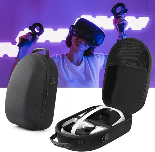 Vista 7 de Funda rígida compatible con Meta Quest 3 versión VR Gaming Headset y controladores táctiles, accesorios Travel VR Quest 3, adecuado para viajes