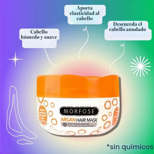 Vista 2 de Morfose - Mascarilla de argán para rizos, encrespamiento, decolorado, cabello BLonde, mascarilla para el cabello acondicionador profundo, mascarilla