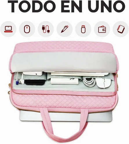 Vista 3 de Funda para laptop para mujeres y hombres, bolsa de mensajero Rosa
