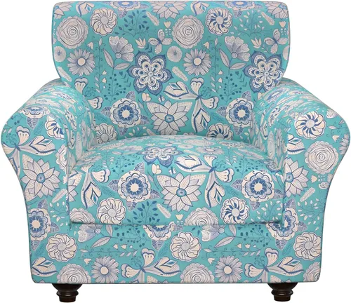 Vista 45 de Fundas elásticas para silla, fundas elásticas para sillón de 2 piezas, fundas de sofá lavables con diseño floral para sillón, protector de muebles