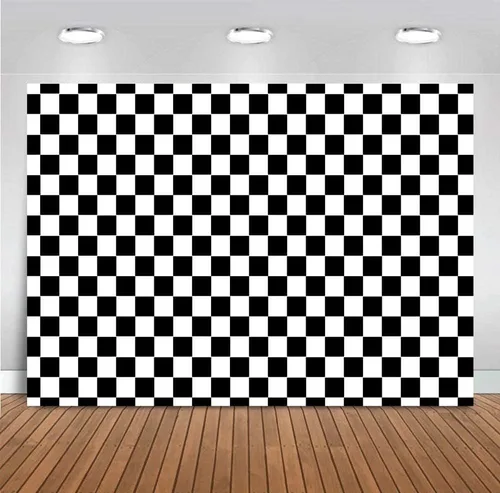 Vista 6 de Fondo de fotografía con textura de carreras en blanco y negro, tablero de ajedrez, cabinas fotográficas, accesorios de estudio, bandera a cuadros