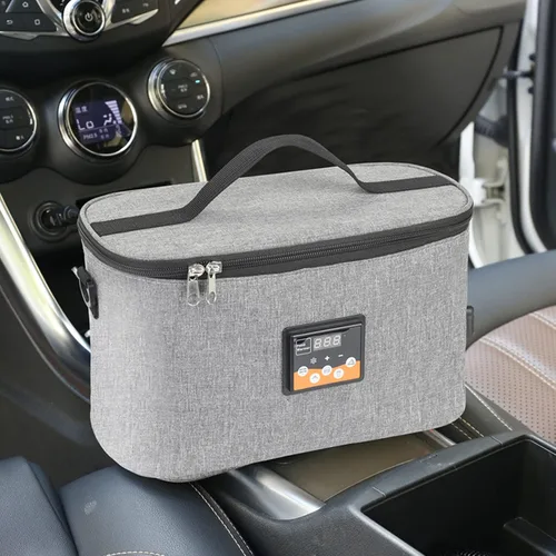 Vista 7 de Pongnas Horno portátil, calentador de alimentos para automóvil de 12 V, mini lonchera eléctrica portátil con pantalla digital, temperatura