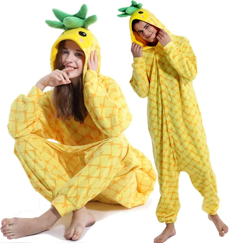 Vista 2 de vavalad Disfraces de piña para adultos, pijamas de una pieza, piña, fruta y piña, regalos para mujeres y hombres