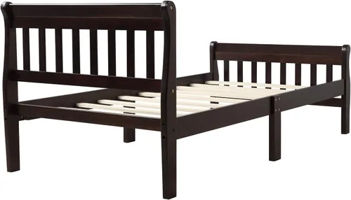 Vista 6 de Merax - Cama de plataforma de madera para cama doble con somier y soporte para listones de madera