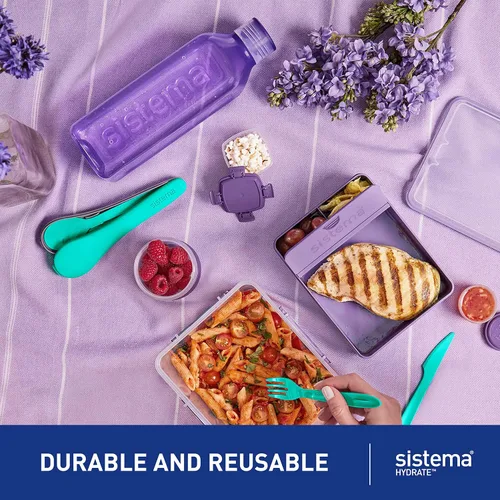 Vista 4 de Sistema Botella cuadrada apilable sin BPA, varios colores, 16.1 fl oz